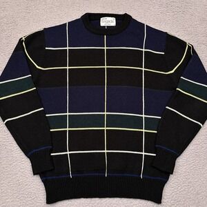 Vintage Arrow Brigade Sweater Men's XL Windowpane Plaid‎ Pullover 80s Grandpa